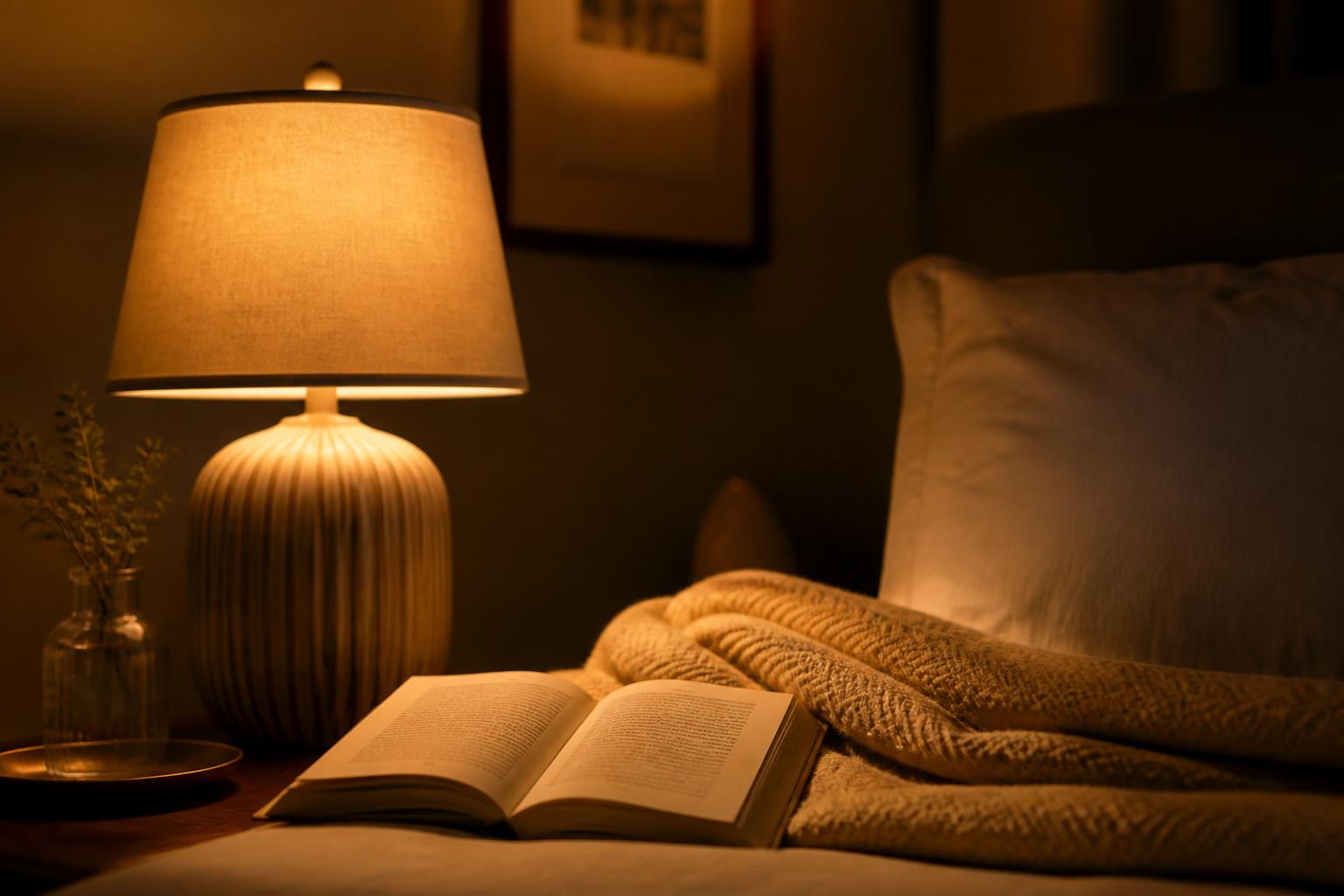 Ambiance nocturne apaisée, lampe de chevet